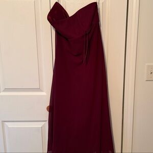 Dessy Collection Strapless Burgundy Gown